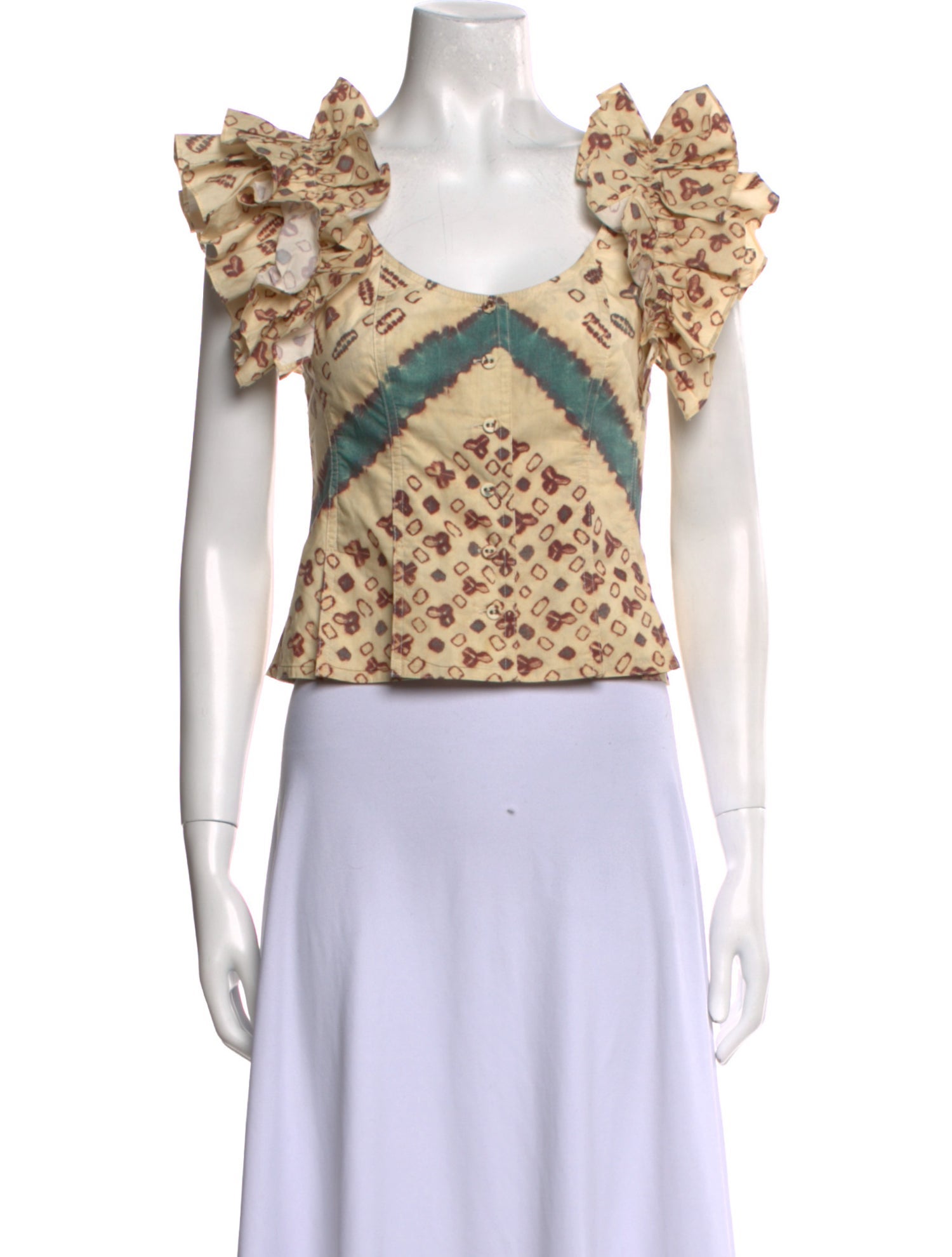 Ulla Johnson Printed V-Neck Crop Top